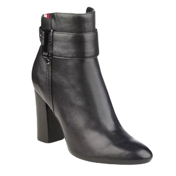 🛑BOGO🆕Tommy Hilfiger Black Leather Ankle Boot - Picture 4 of 8